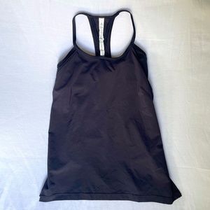lululemon black strappy tank with built in bra